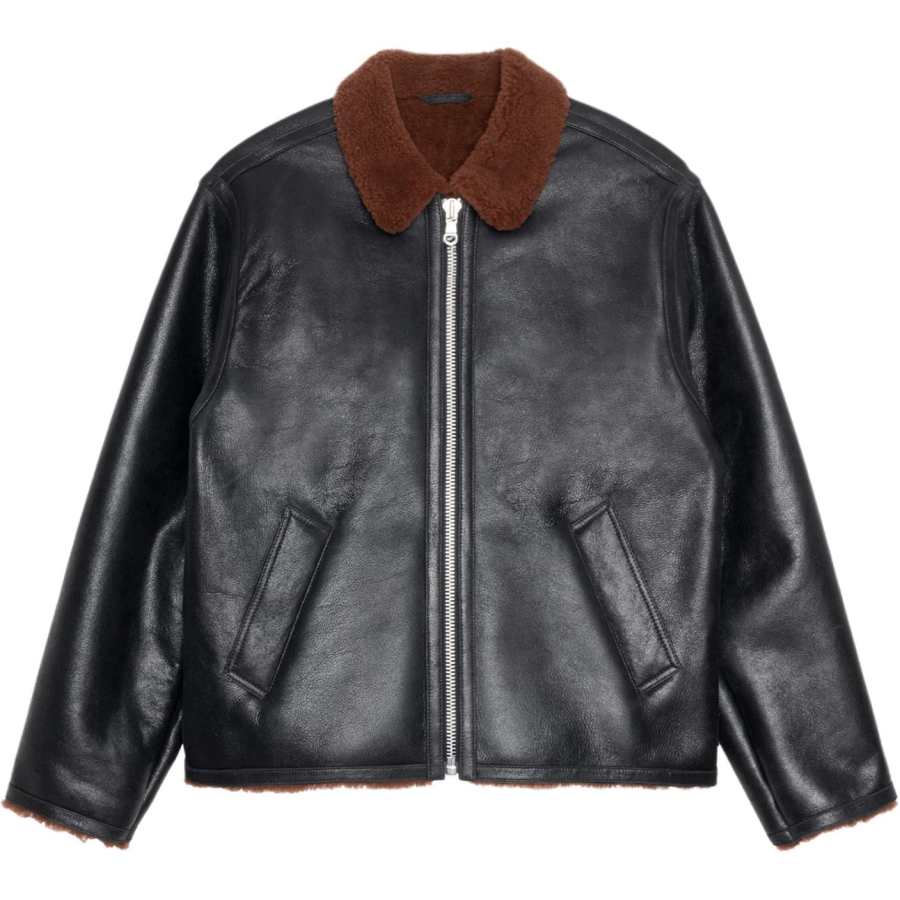 Stussy Holiday Leather Jackets Unisex Black Lapel Moderate Other