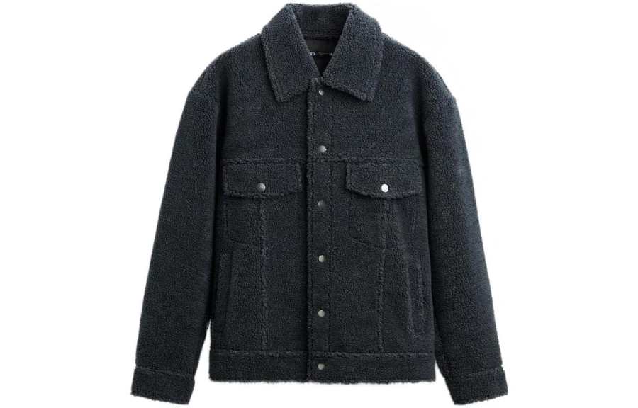 ZARA Jackets Men's Blue Gray Square Collar Moderate Other