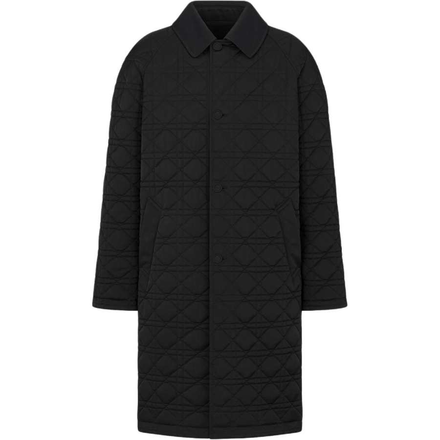 DIOR DIOR Coats Men's Black Lapel Moderate Straight Fit