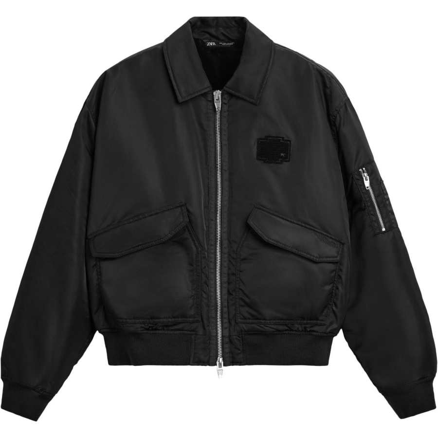ZARA ZARA Jackets Men's Black Lapel Moderate Pilot