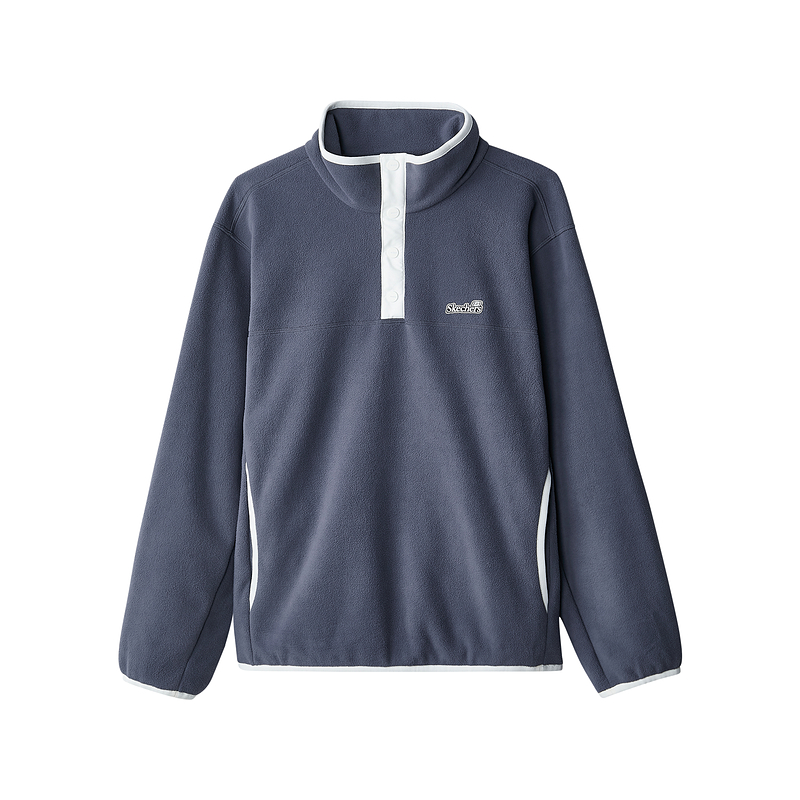 Skechers Sports League Collection Comfortable Fleece Lined Thermal Stand Collar Loose Fit Long Sleeved Velvet feel Coat