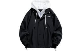 Premier 55 Jackets Unisex Black Hooded Moderate Mock Two Piece