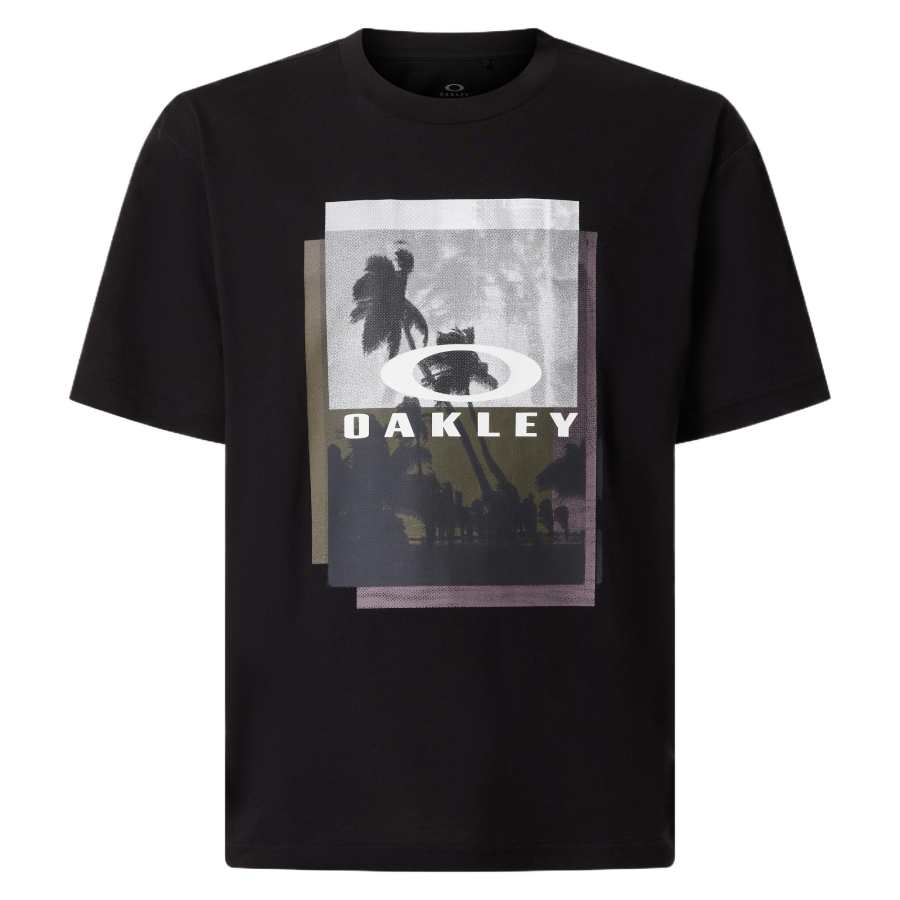 Oakley T Shirts Men's Black Crew Neck Moderate Straight Fit