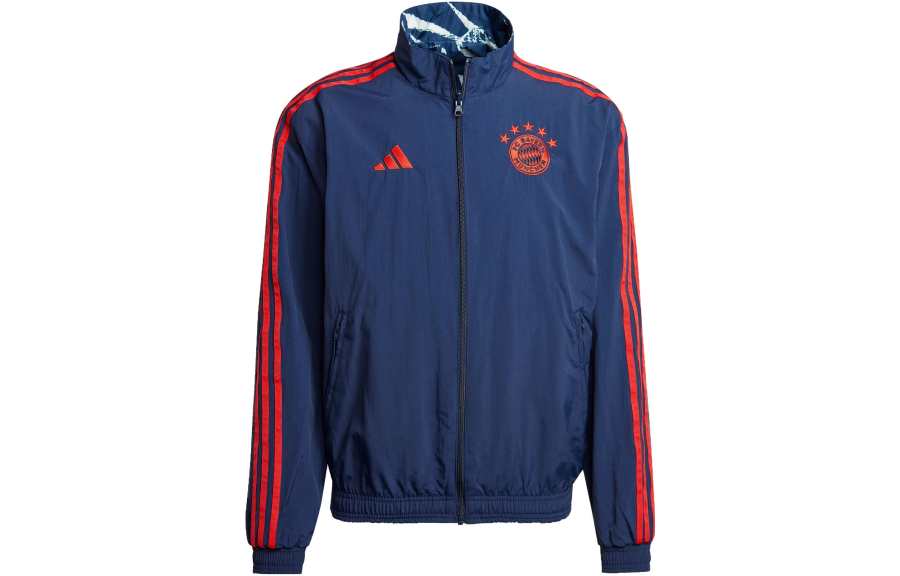 Adidas Adidas BayernFC Bayern Fc Bayern Anthem Jacket Retro Sports Stand Collar Jackets Men's Dark Indigo