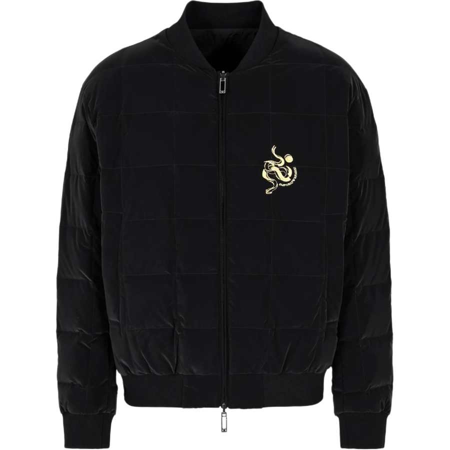 EMPORIO ARMANI Reversible Blouson In Shiny Quilted Nylon With Embroidery