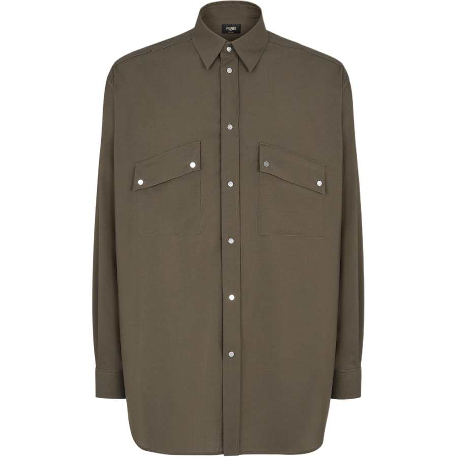 FENDI Long Sleeved Curved Hem Shirt