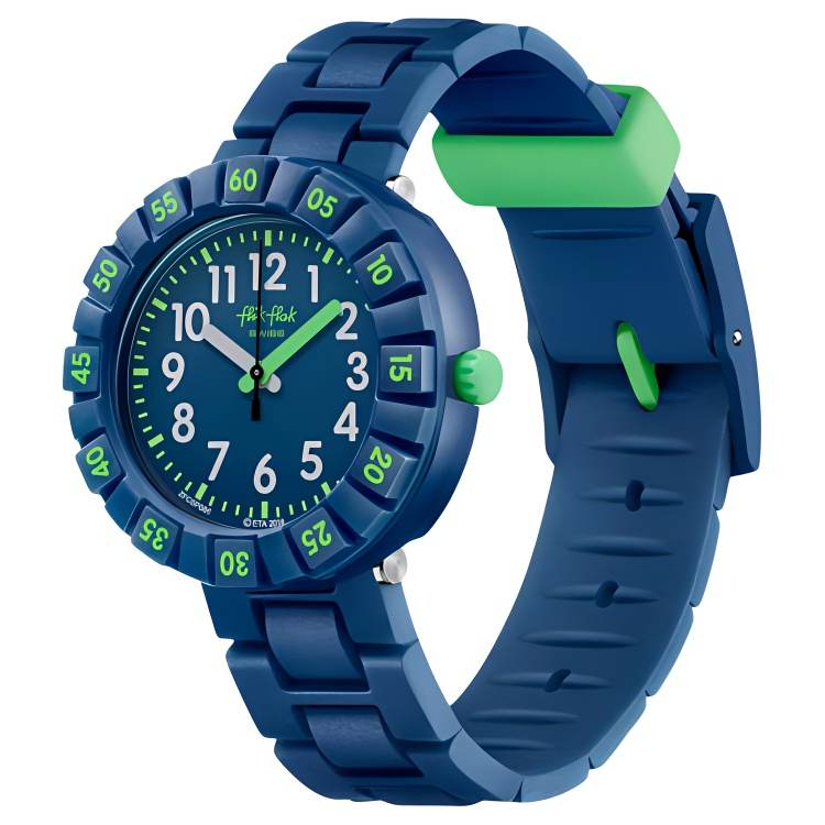 SWATCH Flik Flak Quartz Movement Men's Watches Watch 36.7mm Blue Dial Plastic Watch Case Silicone Strap