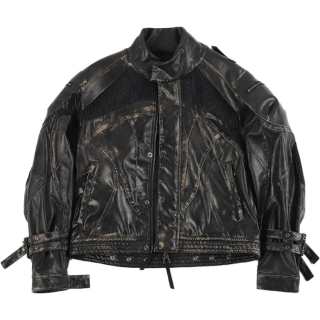 D 5 OVE Leather Jackets Unisex Faded Black Stand Collar Moderate Other