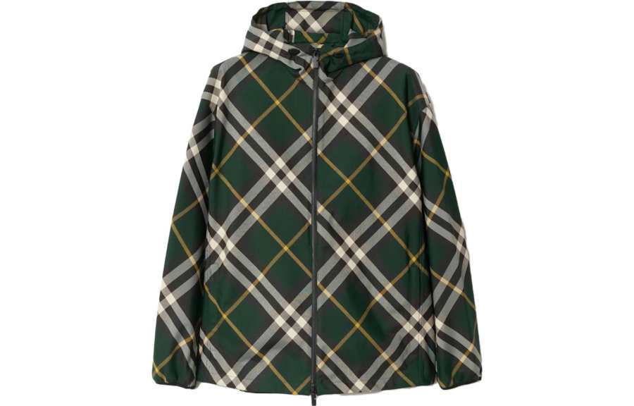 Burberry Burberry Logo Embroidered Checkered Zip-Up Jacket