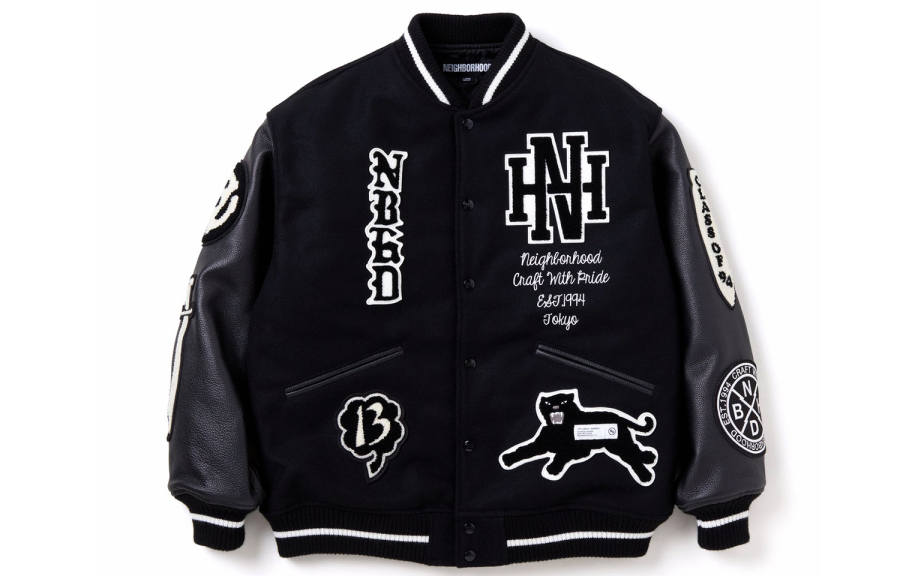 Neighborhood logo-patch varsity jacket