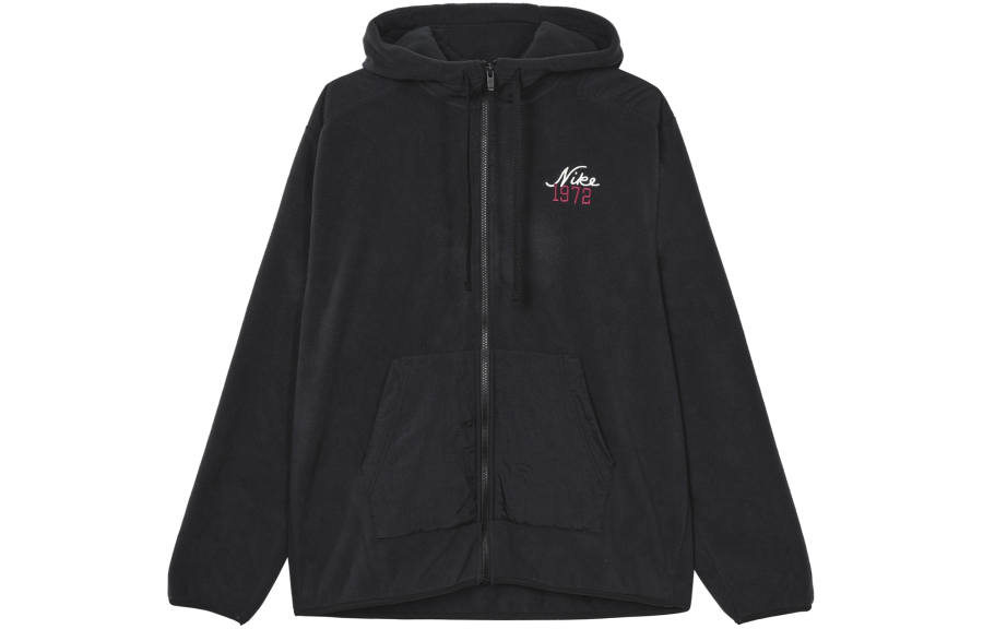 Nike Nike 1972 Solid Color Hooded Fleece Lined Loose Fit Casual Jackets & Coats Men's Black