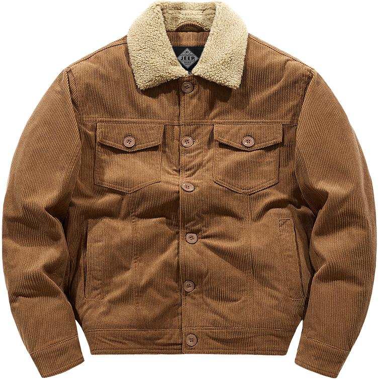JEEP SPIRIT Vintage Casual Fleece Lined Thermal Minimalist Style Loose Fit Jackets & Coats Men's