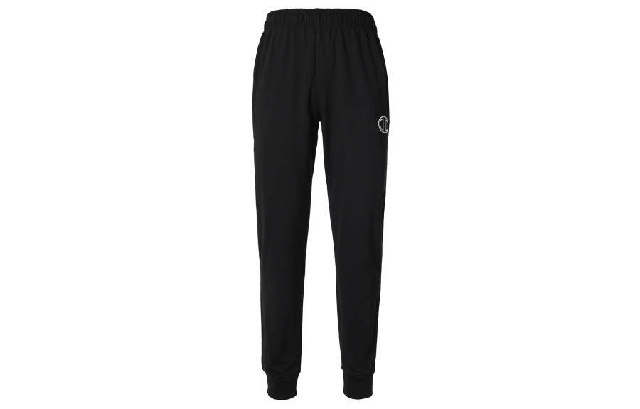 Champion Fleece Lined Large Embroidery Applique Elastic Cuff Sweatpants US Version Unisex Black