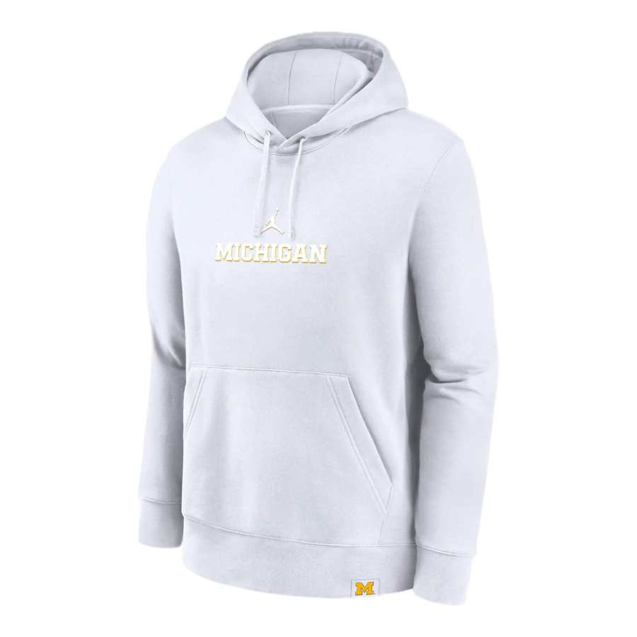 Jordan Jordan Michigan Wolverines Statement Wordmark Lockup Heavyweight Men's Nike College Pullover Hoodie