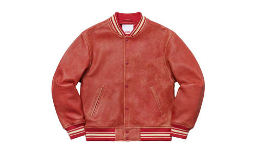 Supreme Supreme logo-embroidered leather bomber jacket