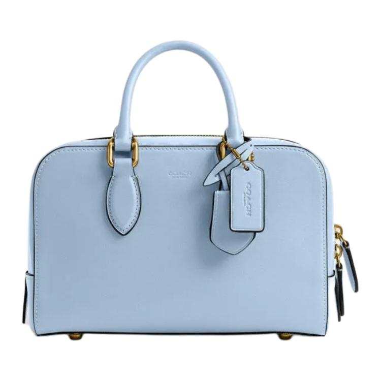 COACH Bowery Cow Leather One Shoulder Handbag Medium Women's Blue Bell Multicolor