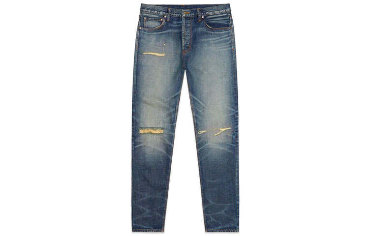 Fear Of God Essentials Denim Jeans Distressed Indigo Jeans Unisex Indigo