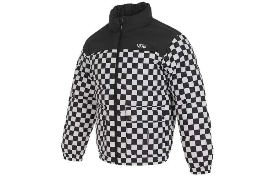 Vans Vans Down Jackets Men's Black White Plaid Stand Collar Thickened Other