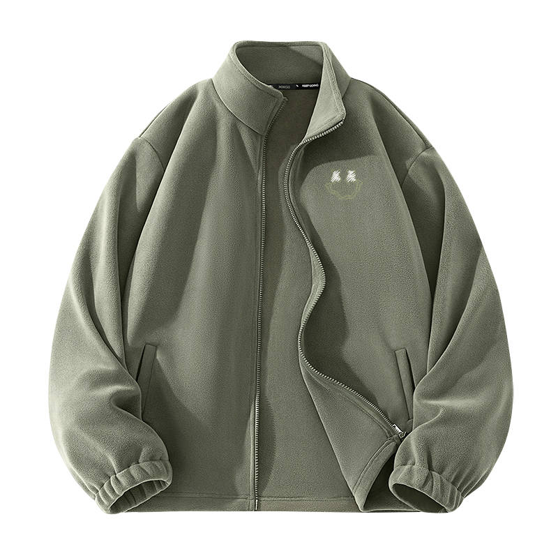MINISO Velvet Jackets Unisex Stand Collar Thickened And Fleece Lined