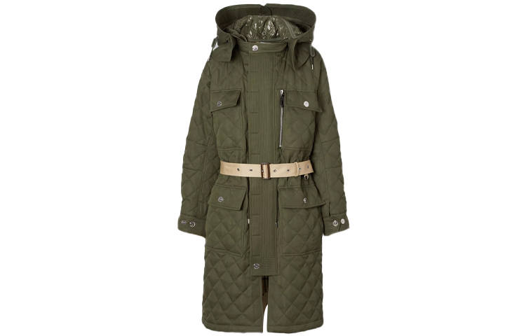 Burberry Parka Coat Men's Olive Green