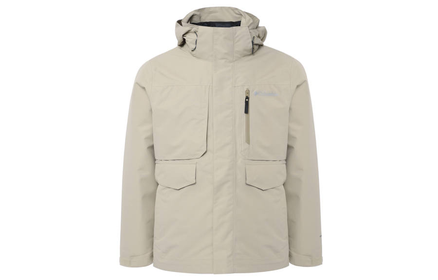 Columbia Casual Outdoor Windbreaker Jackets Men's Khaki Detachable Hood Moderate