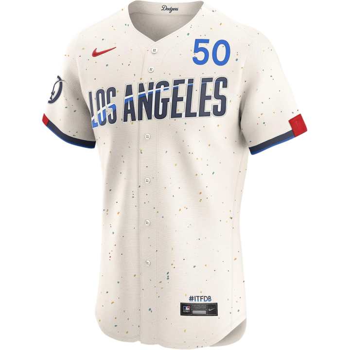 Nike Nike x MLB Los Angeles DodgersDri FIT ADV Mookie Betts City Connect Baseball Jacket Men's Cream