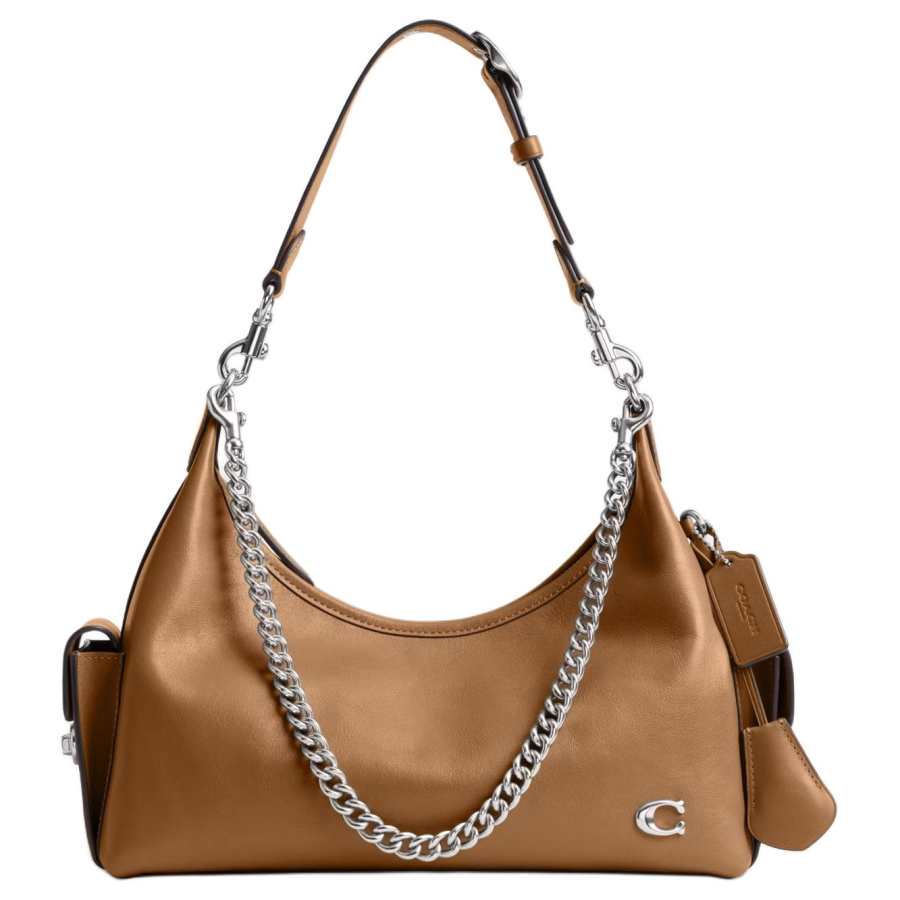 COACH PocketJuliet Smooth Leather Biker Bag, Crossbody Bag, Shoulder Bag Large Women's Mel Brown