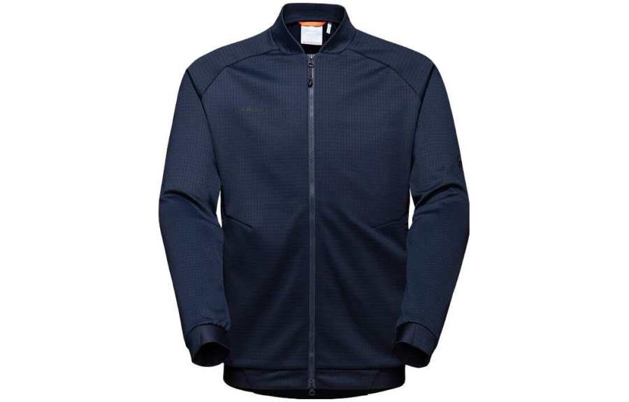 MAMMUT Brand Logo Casual Baseball Collar Breathable Fleece Lined Jacket Men's Deep Sea Blue