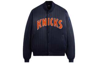 KITH New York Knicks Pinstripe Satin Bomber Jacket
