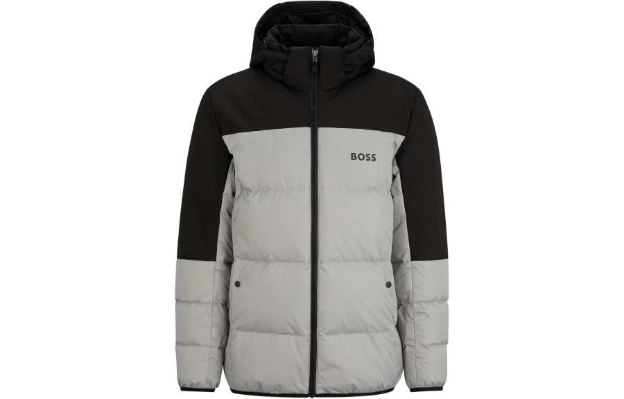 HUGO BOSS Regular Fit Water Repellent Down Jacket With Logo Detail Jackets & Coats Men's Light Gray