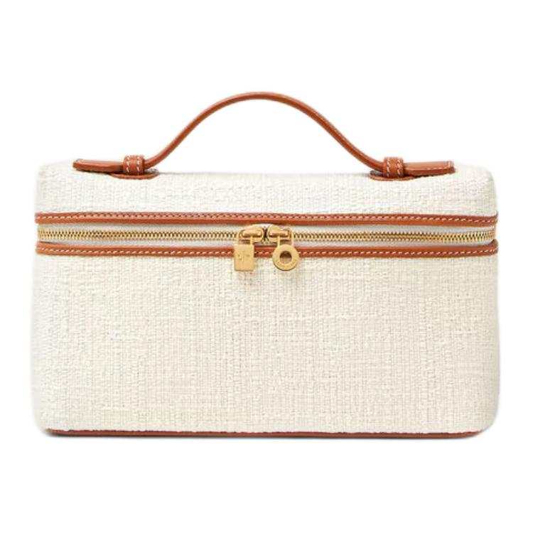 Loro Piana ExtraPocket Cotton With Calfskin Crossbody Handbag Women's Nougat & Burnt & Sun Gold