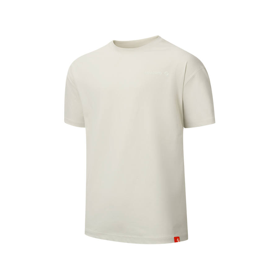 Saucony T Shirts Unisex Ecru Crew Neck Moderate