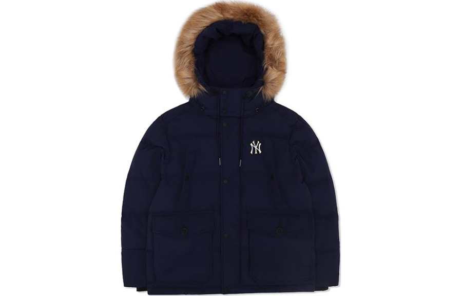MLB MLB Down Jackets Unisex Blue Hooded Moderate Parka Down Jacket
