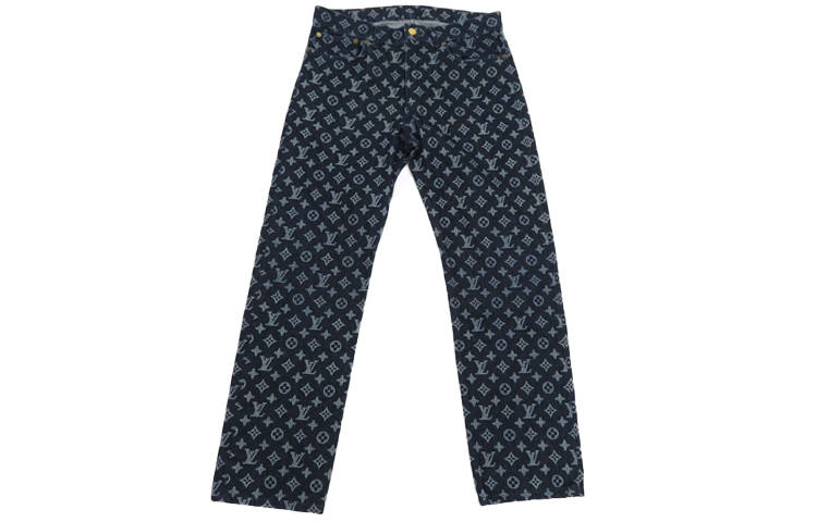 LOUIS VUITTON New Quarterly Products Of LV Jeans Men's Blue Moderate Straight Fit Pants