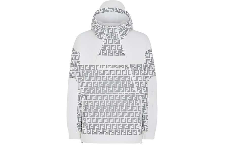 FENDI Parka Coats Men's White Hooded Moderate