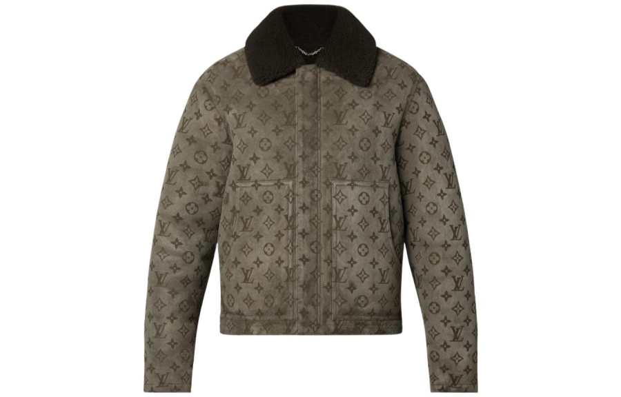 LOUIS VUITTON Leather Jacket Men's Brown