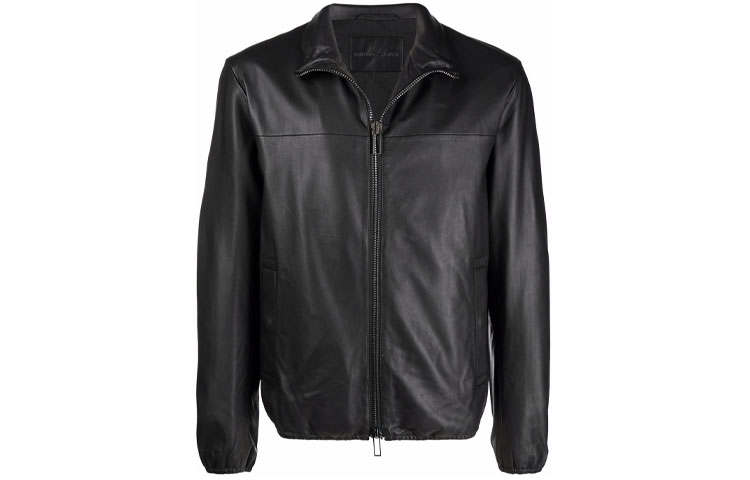 EMPORIO ARMANI Leather Jacket Men's Black