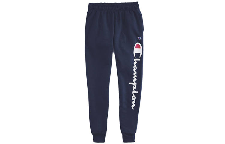 Champion Champion Script Print Fleece Lined Sweatpants US Version Unisex Navy Blue