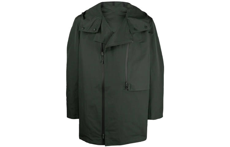 Y-3 Y 3 Parka Coats Men's Green Hooded Non Detachable Moderate