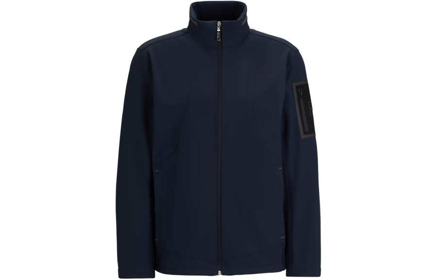 HUGO BOSS Water Repellent Softshell Jacket With Branded Sleeve Pocket Jackets & Coats Men's Dark Blue