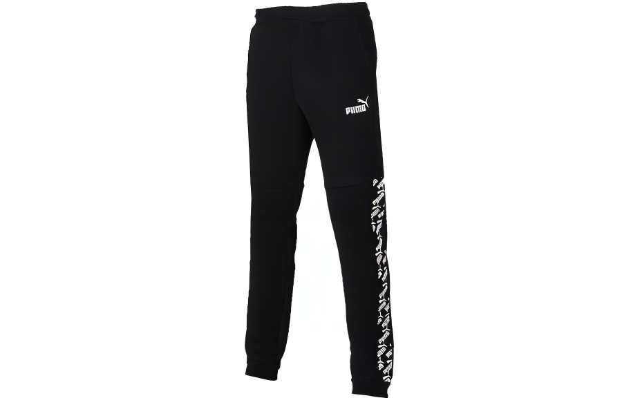 PUMA Knitted Sweatpants Men's Black Moderate Cuffed Pants