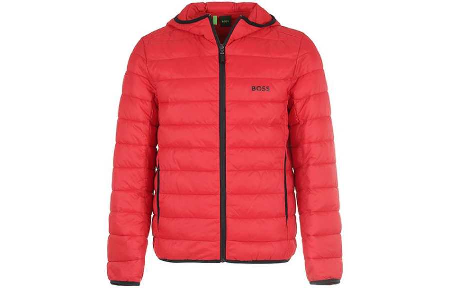 HUGO BOSS Puffer Jackets Men's Red Hooded Moderate Other