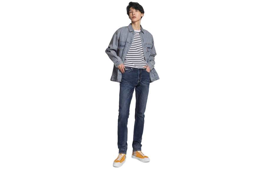 Lee Jeans Men's Dark Blue Moderate Tapered Pants