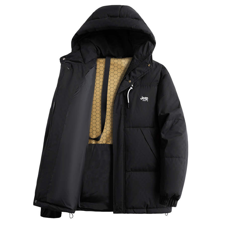Jeep Jeep Down Jackets Men's Black Hooded Thickened Down Jacket
