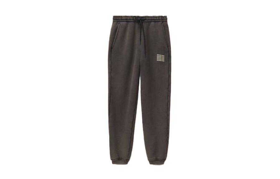 Alexander Wang SS22 Micronized Acid Washed Logo Casual Pants With Fleece Lining Knitted Sweatpants Unisex Gray