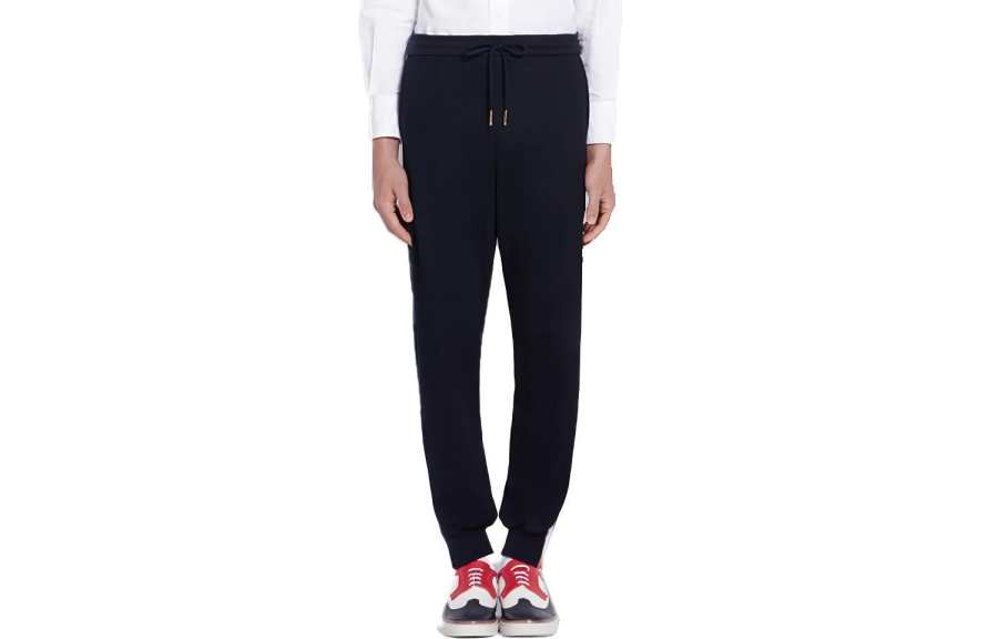 THOM BROWNE Knitted Sweatpants Men's Navy Moderate Straight Fit Pants