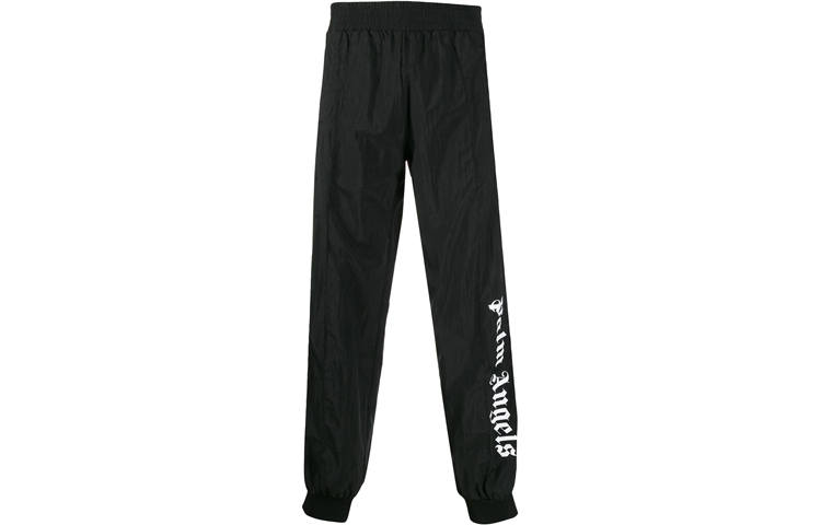 PALM ANGELS Knitted Sweatpants Men's Black Moderate Straight Fit Pants