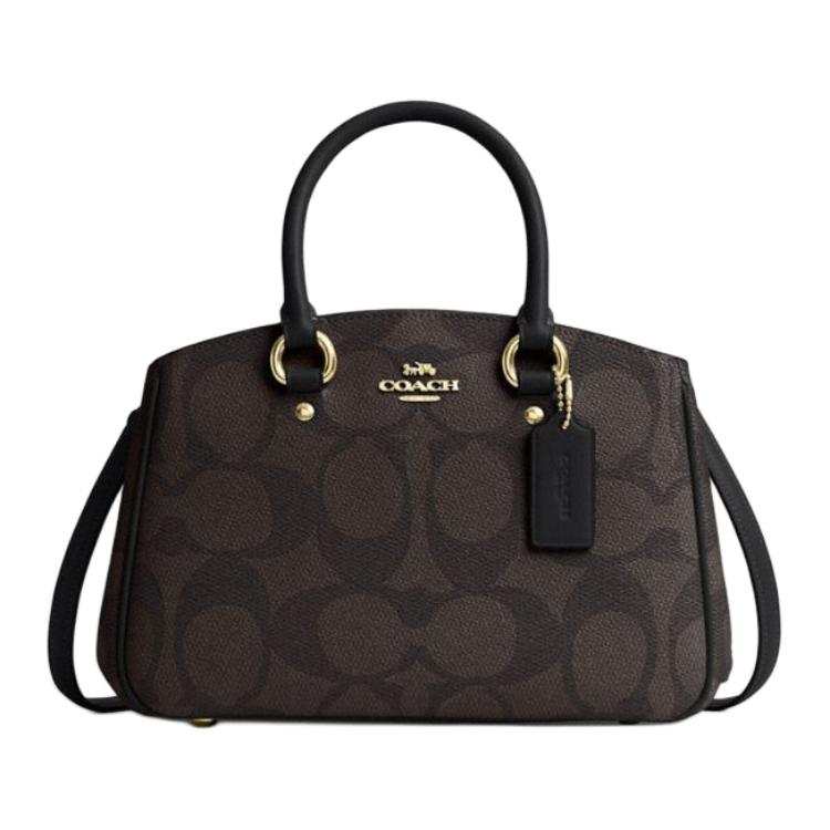 COACH COACH Artificial Leather One Shoulder Handbag Large Women's Walnut & Black