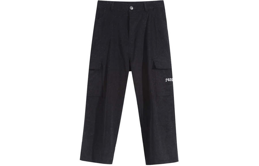 F426 Straight Fit Pants Casual Pants Unisex Black Couple's