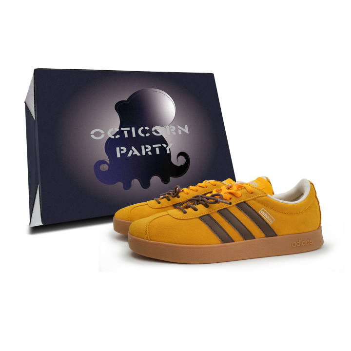 Adidas Adidas VL COURT 2.0 Octopus Party, Nightfall Record, Box Included Slip Resistant Low top Skateboard Shoes Unisex Yellow